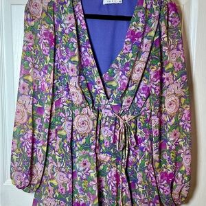 Lush Floral Dress in Purple and Green